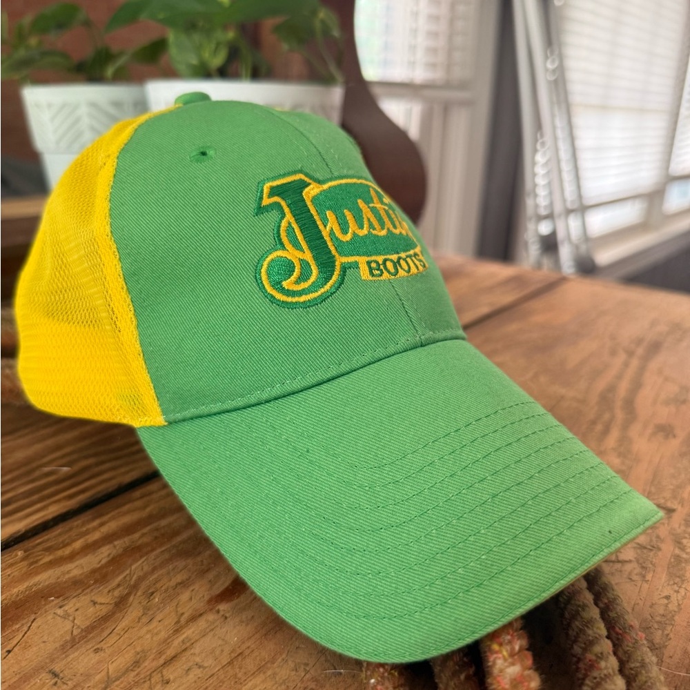 Justin Boots Green & Yellow Western Mesh Hat